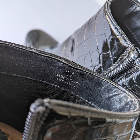 Eloquii Lexa Faux Patent Croc Leather 3" Block Heel Ankle Boot Round Toe- sz 9W - Picture 6 of 11